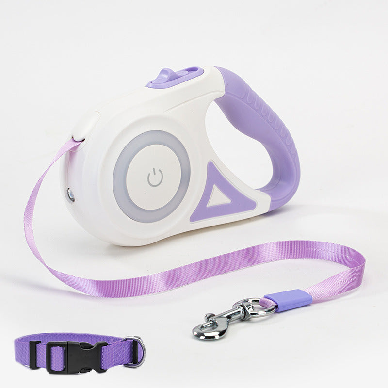 Retractable Dog Leash with Spotlight & Collar – For Small & Medium Dogs