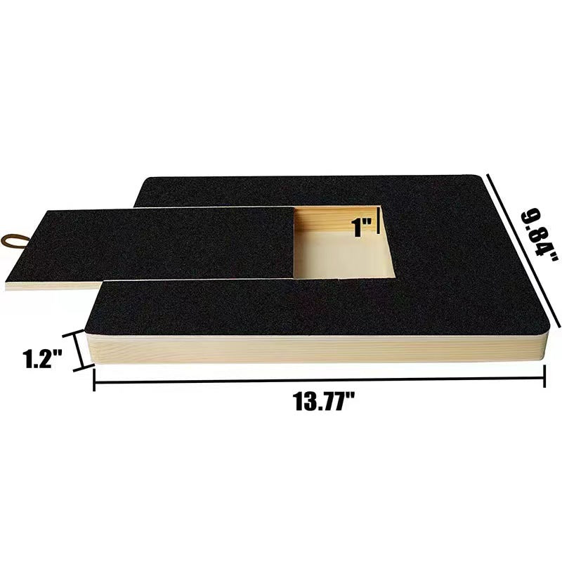 Pet Wooden Nail Scraper Board Toy Built-in Treat Box Dog Sandpaper Board Scratcher