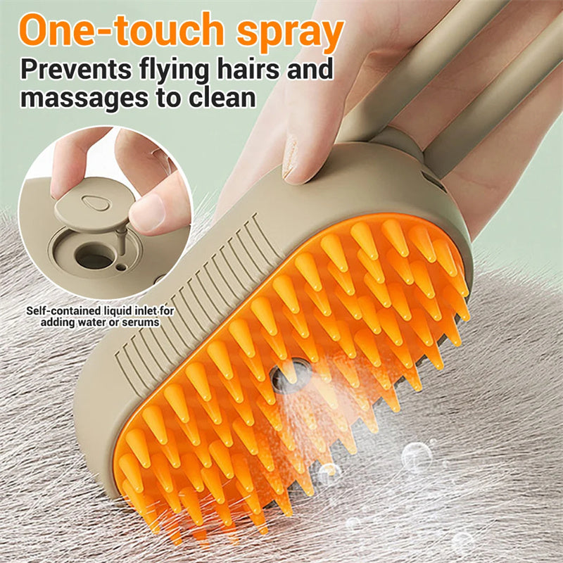 3-in-1 Electric Steam Pet Brush – Spray Grooming & Hair Removal Comb for Cats & Dogs 🐾