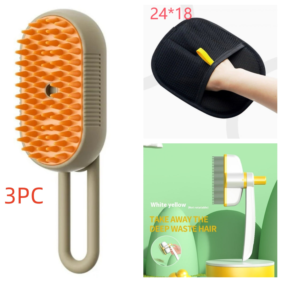 3-in-1 Electric Steam Pet Brush – Spray Grooming & Hair Removal Comb for Cats & Dogs 🐾
