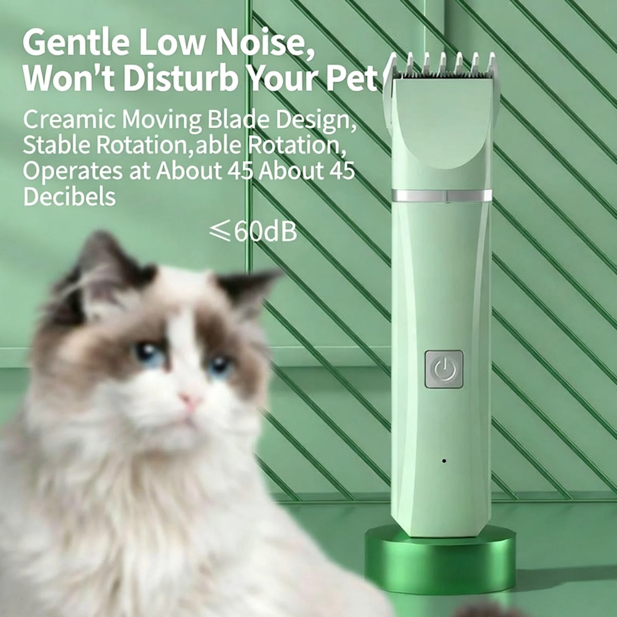 4-in-1 Pet Grooming Kit for Dogs & Cats – Quiet Rechargeable Trimmer with 4 Heads