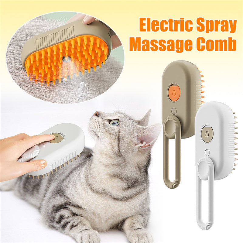 3-in-1 Electric Steam Pet Brush – Spray Grooming & Hair Removal Comb for Cats & Dogs 🐾