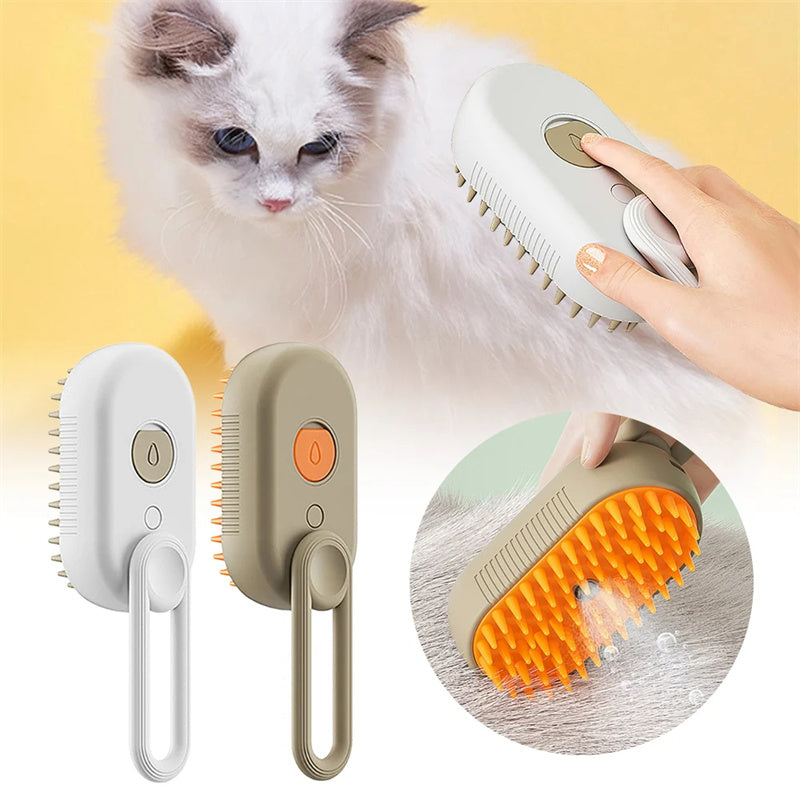 3-in-1 Electric Steam Pet Brush – Spray Grooming & Hair Removal Comb for Cats & Dogs 🐾