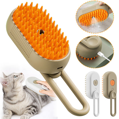 3-in-1 Electric Steam Pet Brush – Spray Grooming & Hair Removal Comb for Cats & Dogs 🐾