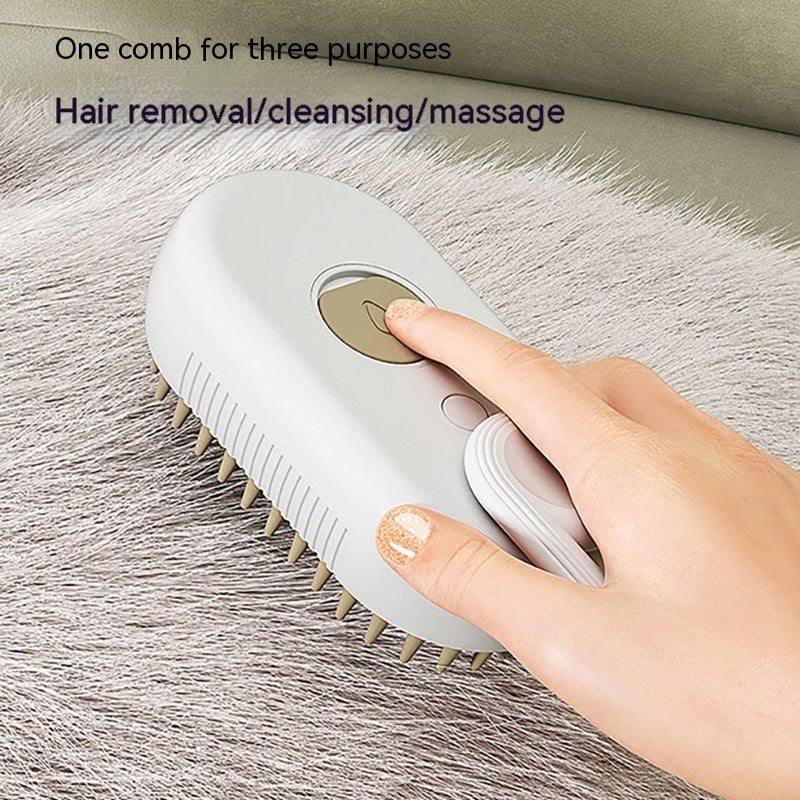 3-in-1 Electric Steam Pet Brush – Spray Grooming & Hair Removal Comb for Cats & Dogs 🐾