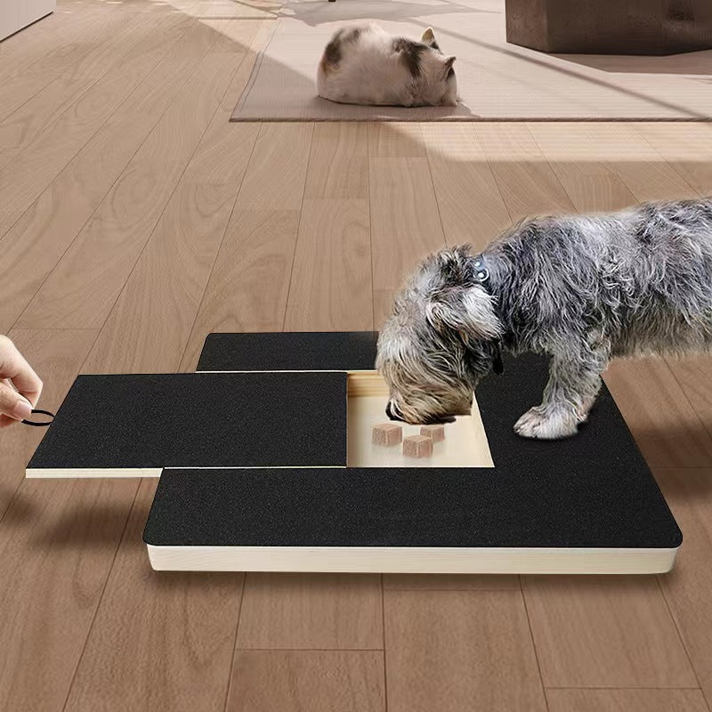 Pet Wooden Nail Scraper Board Toy Built-in Treat Box Dog Sandpaper Board Scratcher