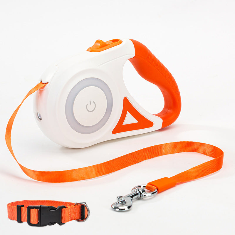 Retractable Dog Leash with Spotlight & Collar – For Small & Medium Dogs