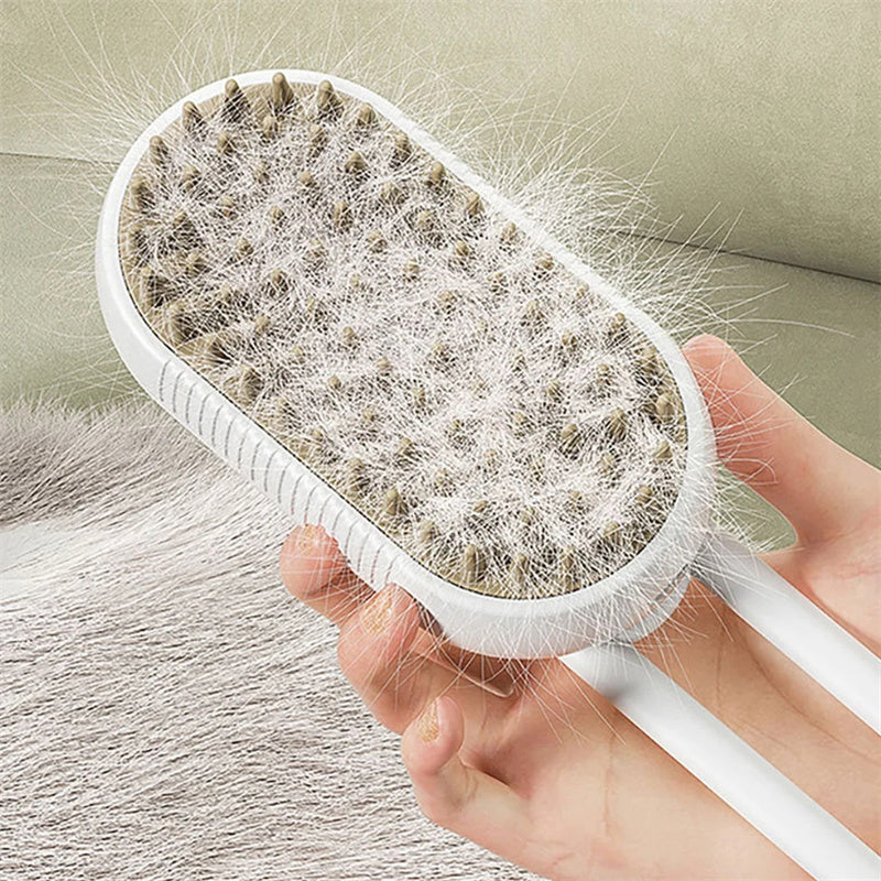 3-in-1 Electric Steam Pet Brush – Spray Grooming & Hair Removal Comb for Cats & Dogs 🐾