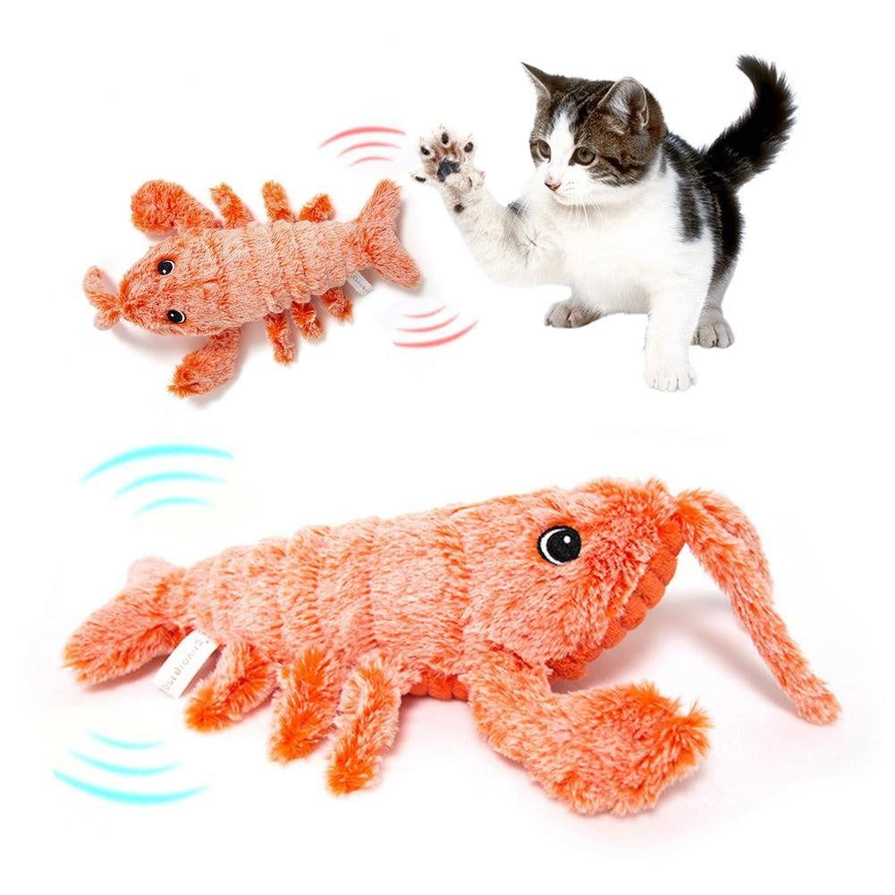 USB Rechargeable Jumping Shrimp Cat Toy – Interactive Electric Plush Lobster for Pets 🐾